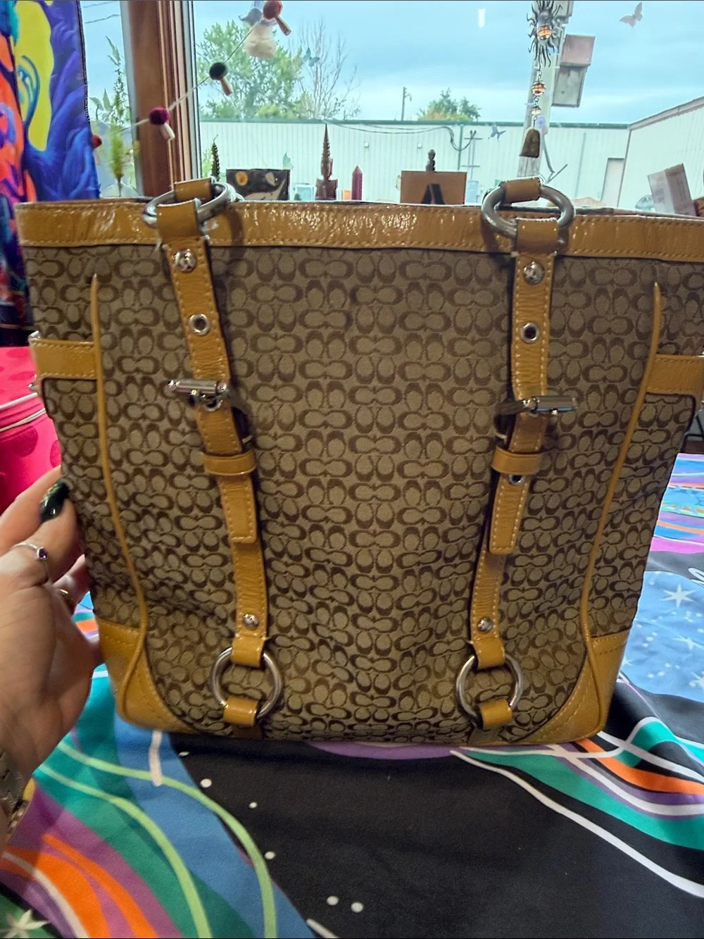 Coach Brown and Tan Signature Canvas Tote